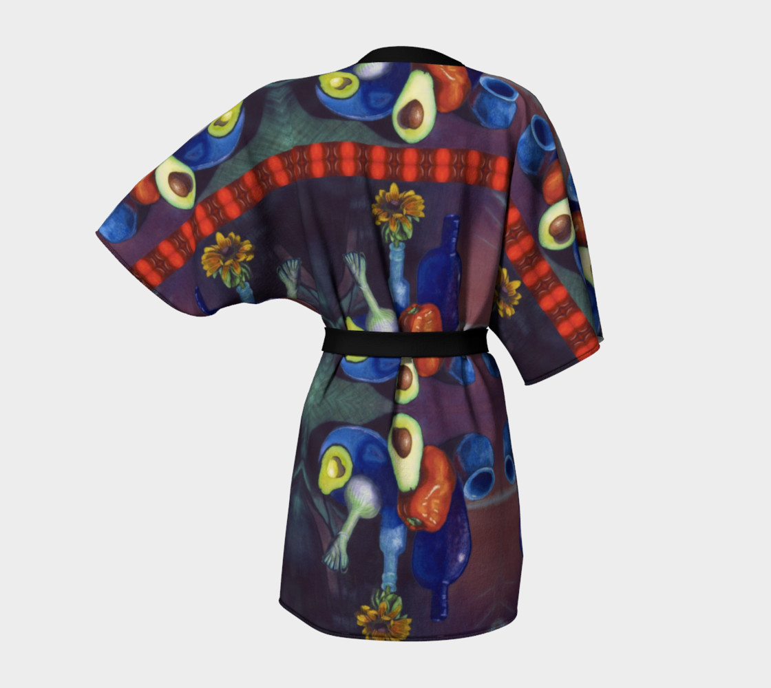 Avocado & Red Pepper Kimono Robe preview #4