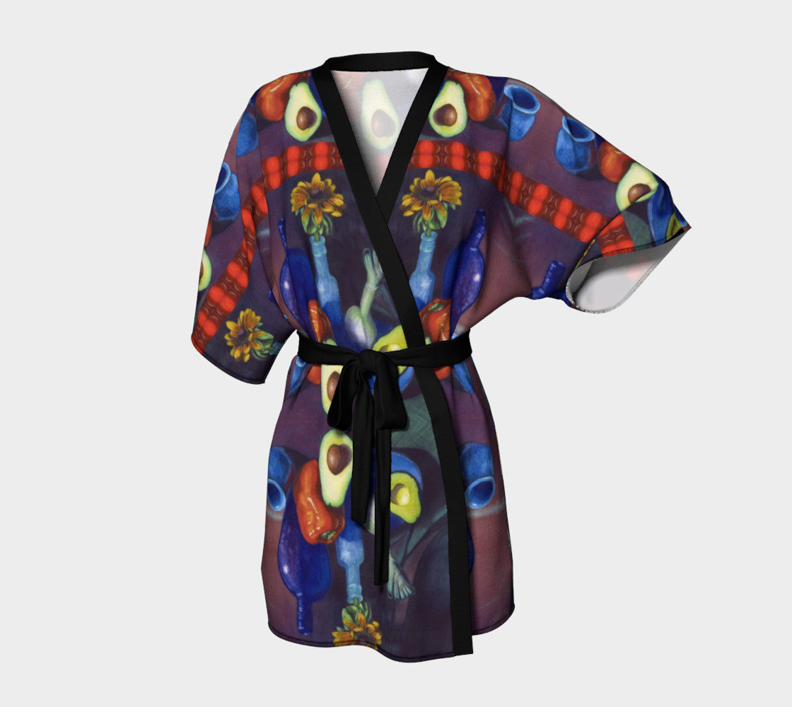 Avocado & Red Pepper Kimono Robe preview #1