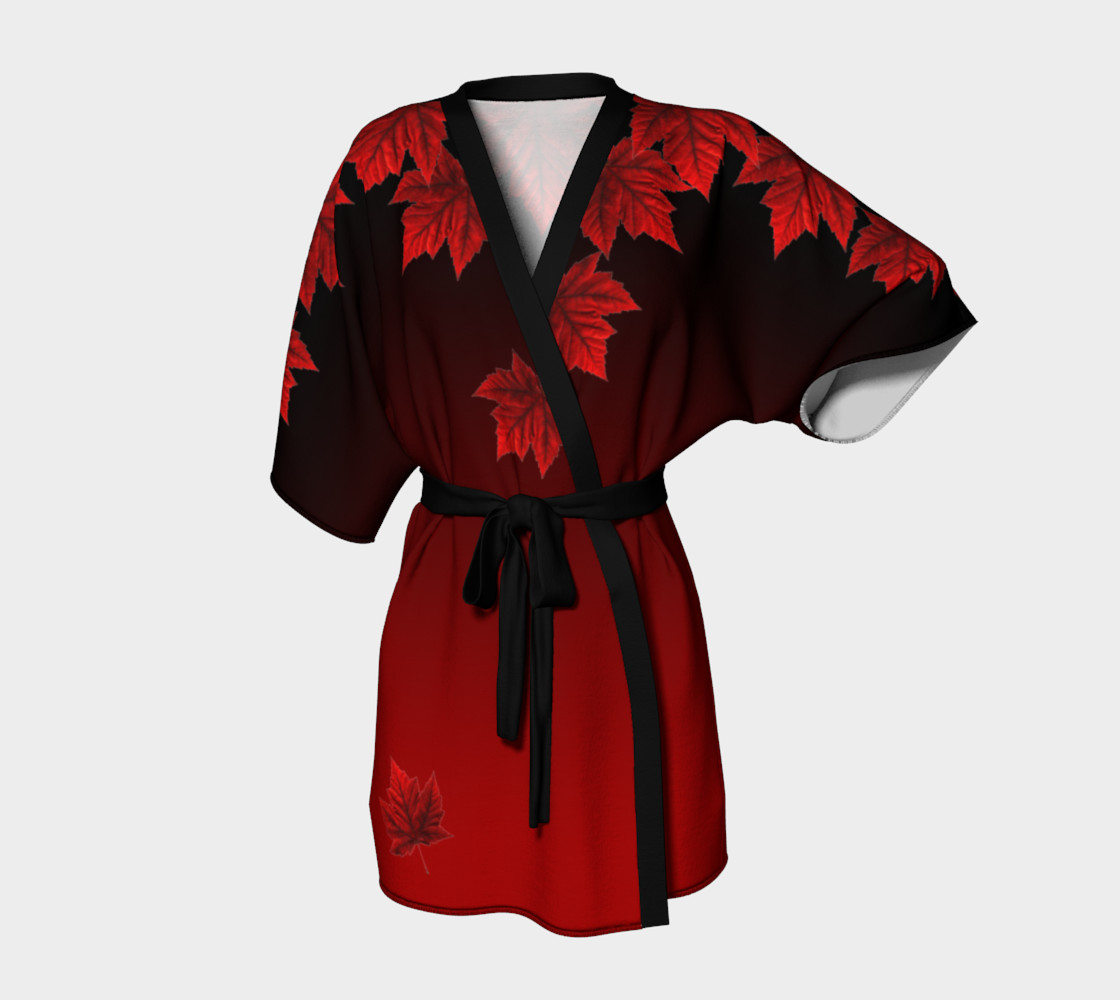 Red Maple Leaf Robes Beautiful Canada Kimono Robes preview #1