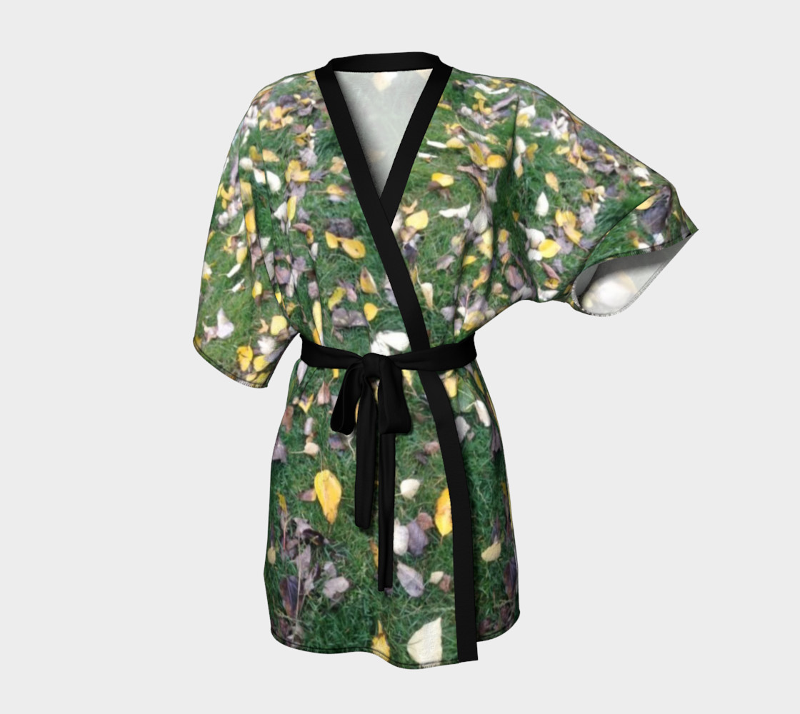 Falling leaves on green grasses, Kimono Robe for anyone. preview #1
