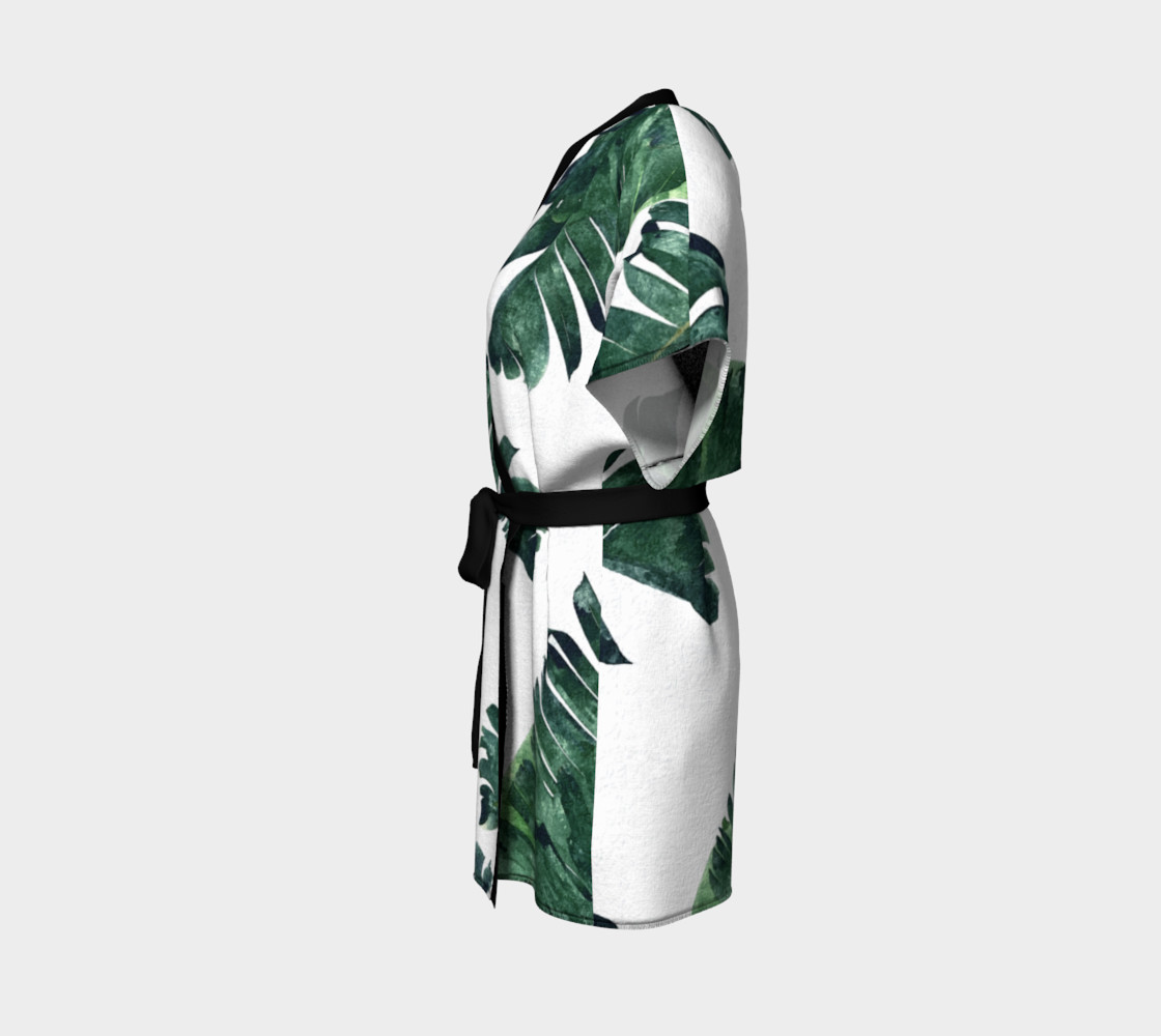 Banana Leaf Watercolor Pattern Kimono Robe preview #2