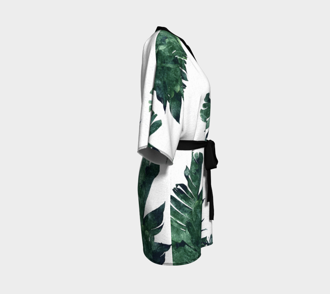 Banana Leaf Watercolor Pattern Kimono Robe preview #3