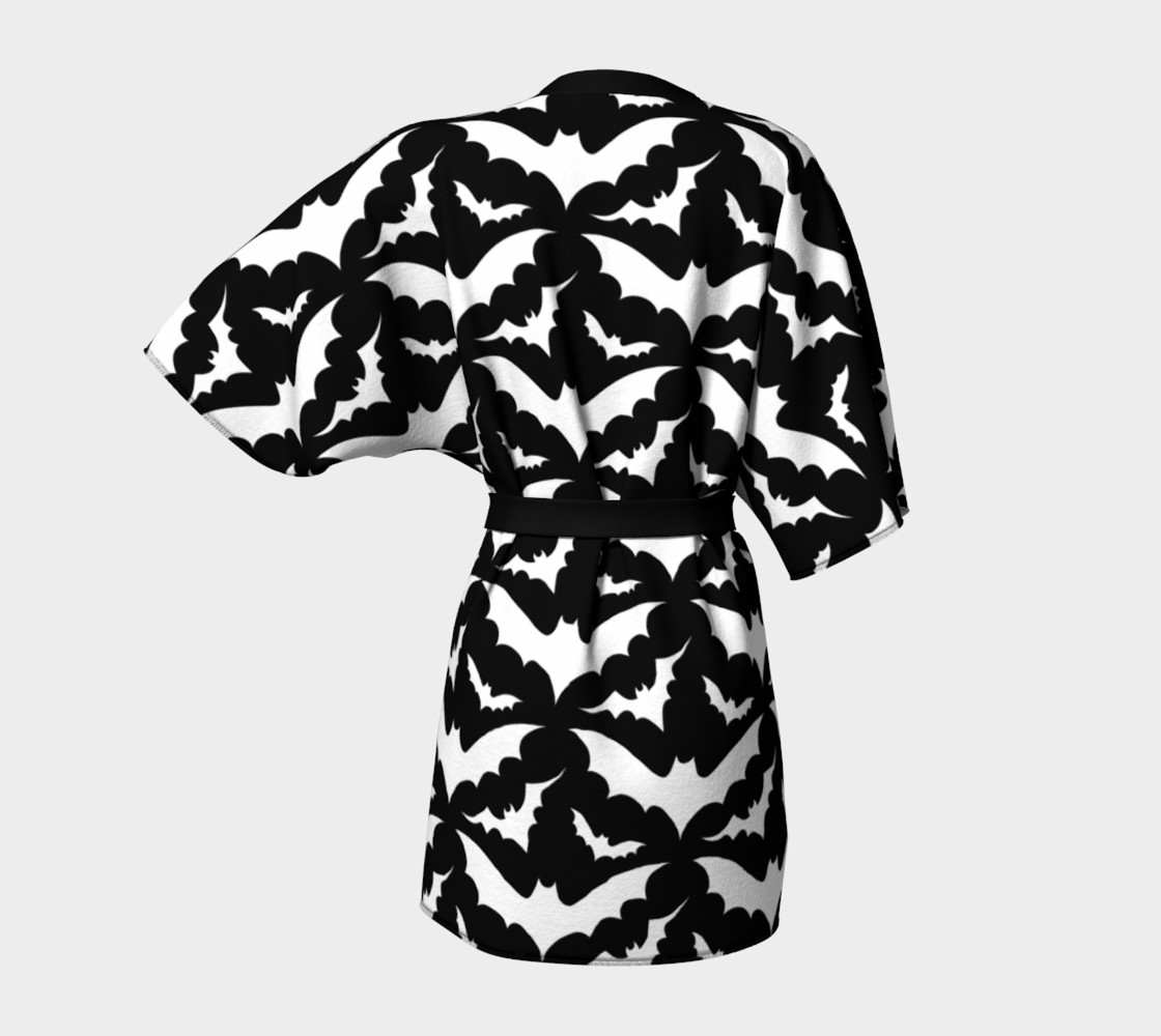 Black and White Bats Kimono Robe preview #4