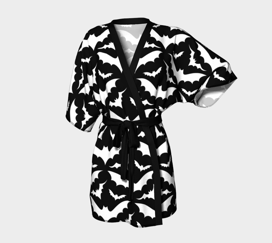 Black and White Bats Kimono Robe thumbnail #2