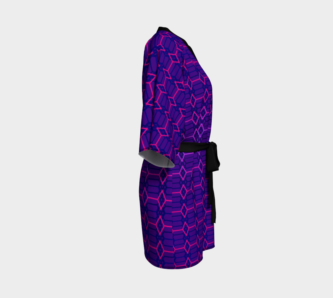 Blue Violet Indigo and Purple Diamond Geometric Pattern Kimono preview #3