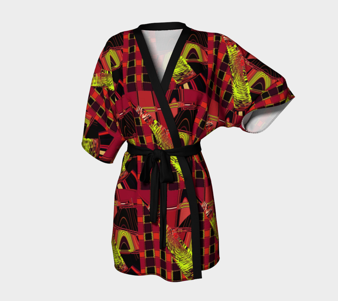 Red Abstract Art Kimono 3D preview