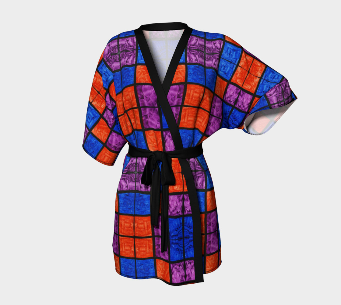 Checkerboard Mosaic Kimono Robe preview #1