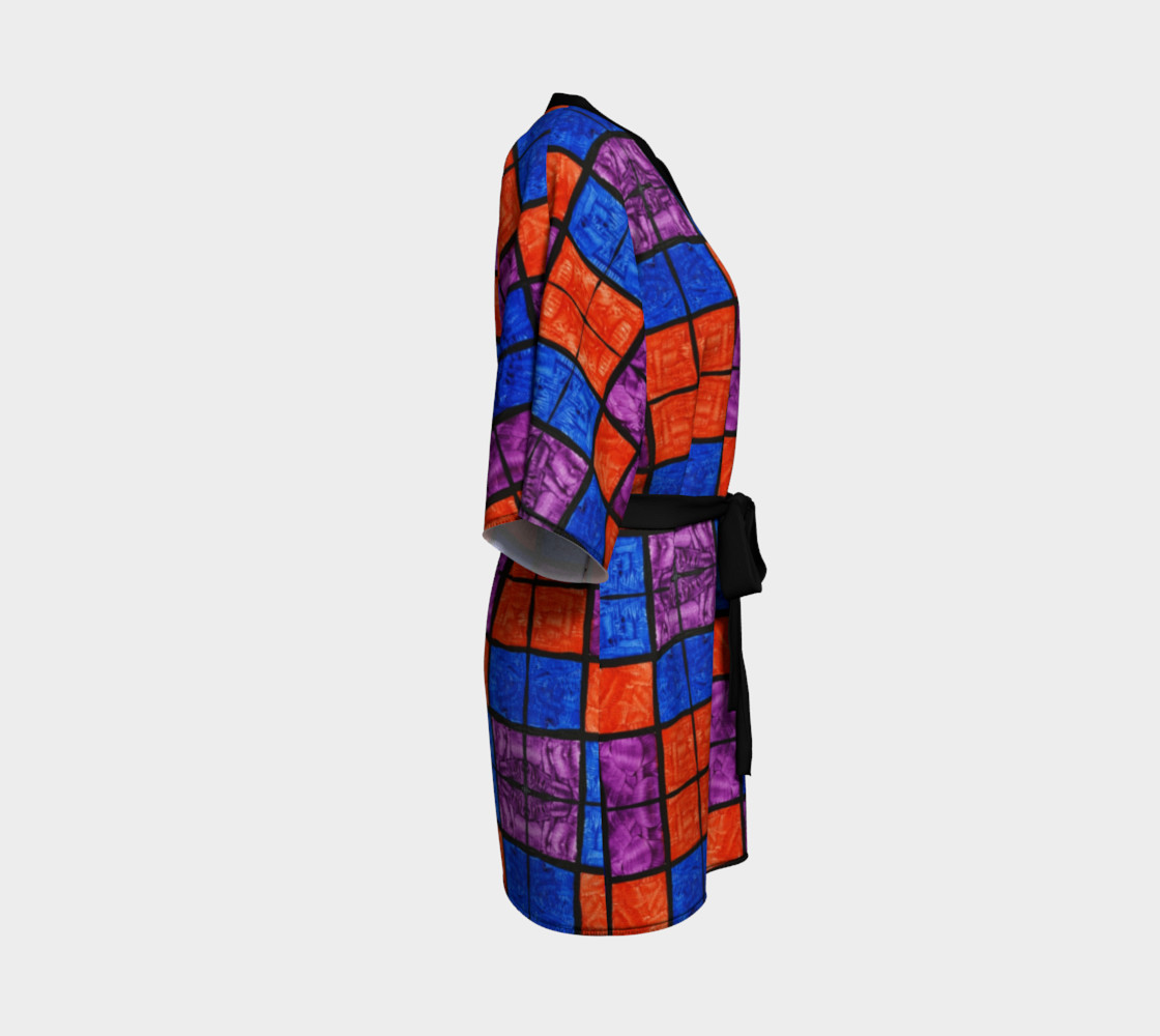 Checkerboard Mosaic Kimono Robe preview #3