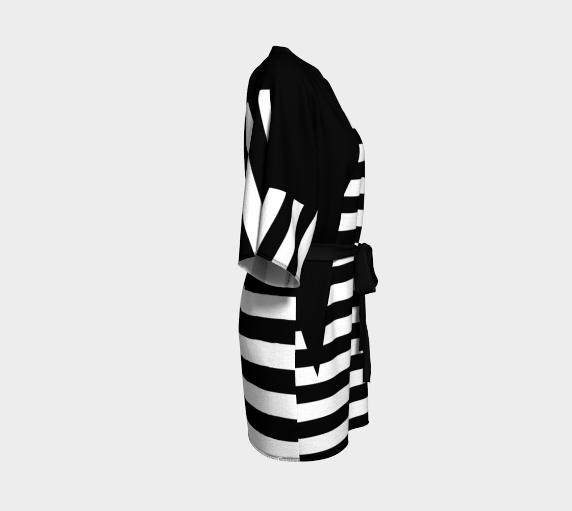 White Black Stripes Big Triangle kimono robe preview #3
