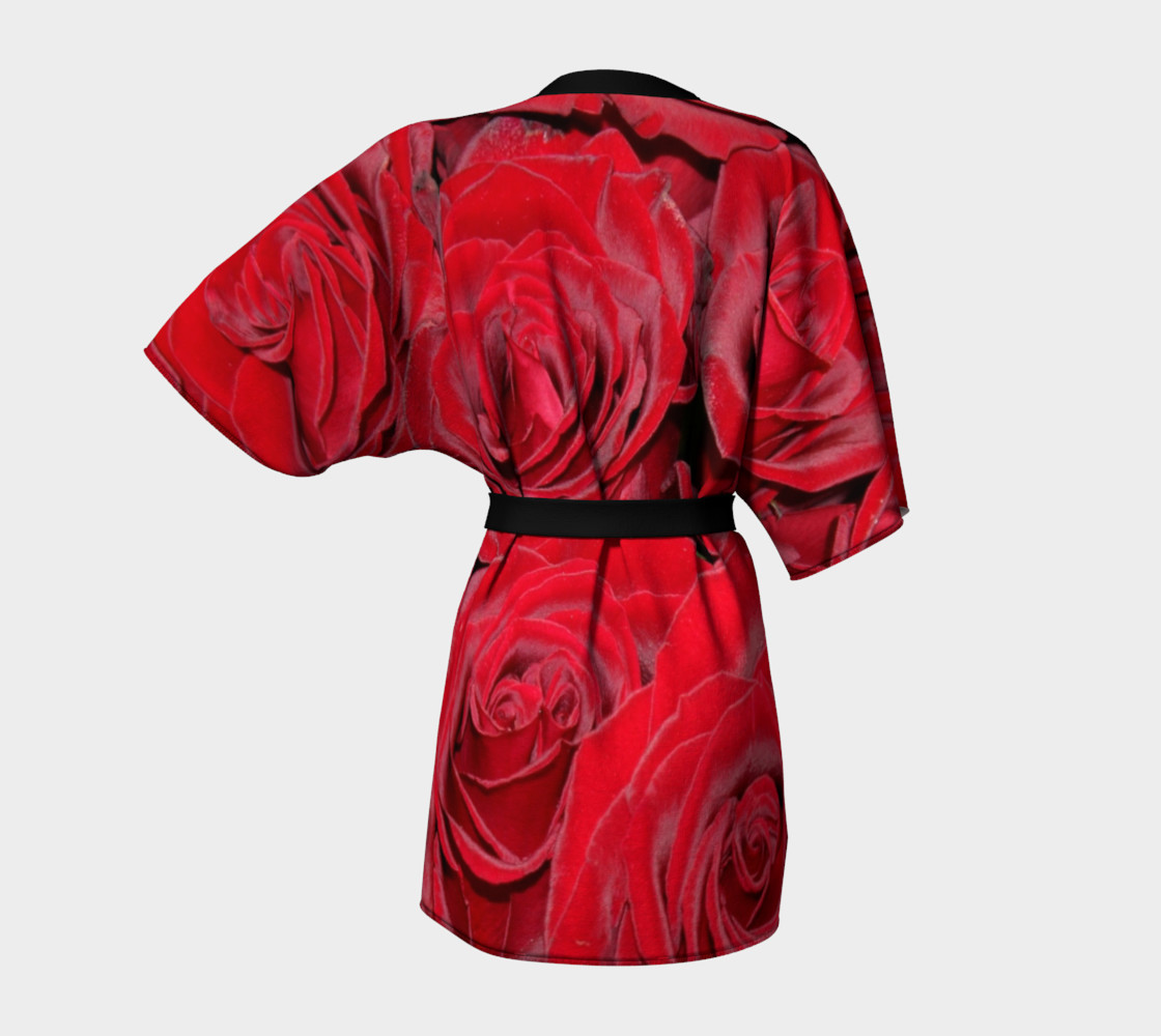Red Roses Floral Design Kimono Robe preview #4