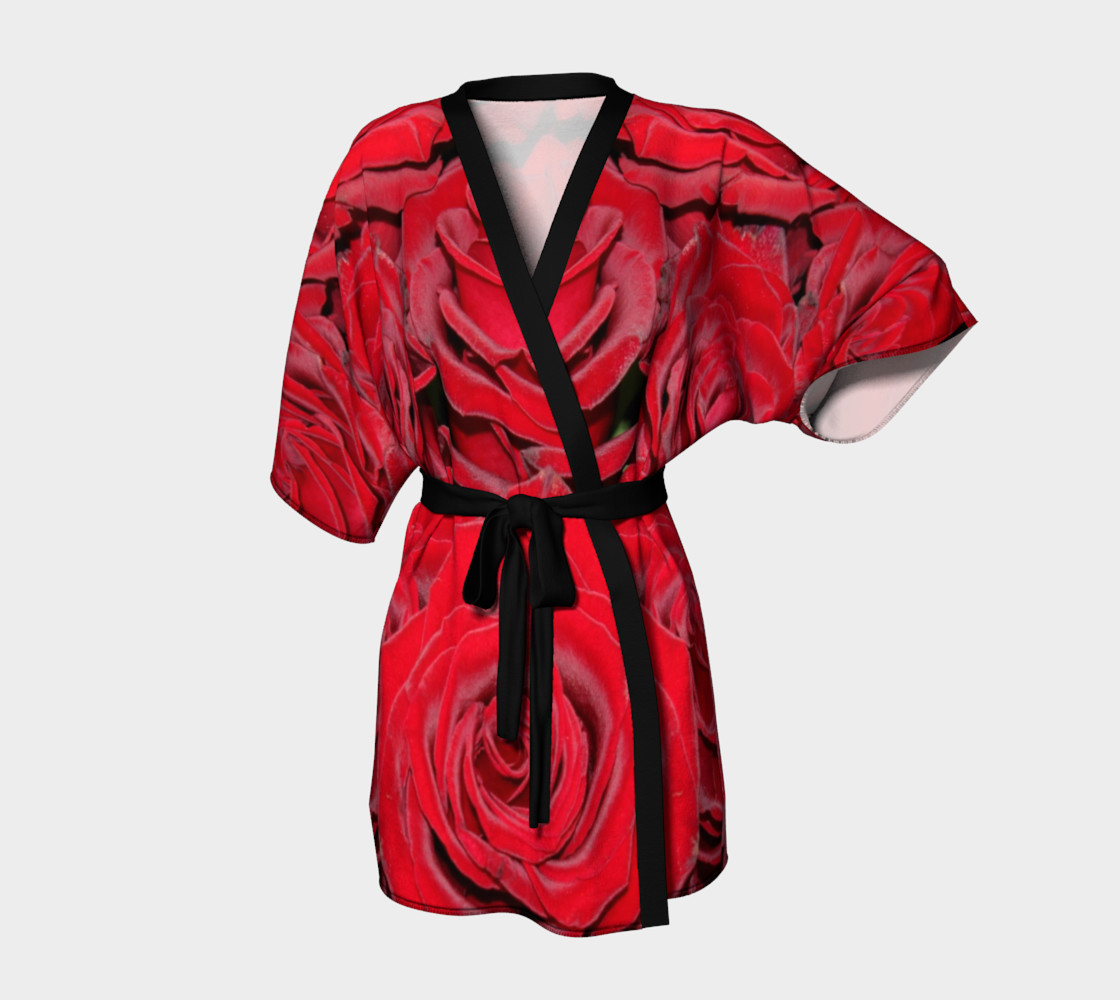 Red Roses Floral Design Kimono Robe preview #1