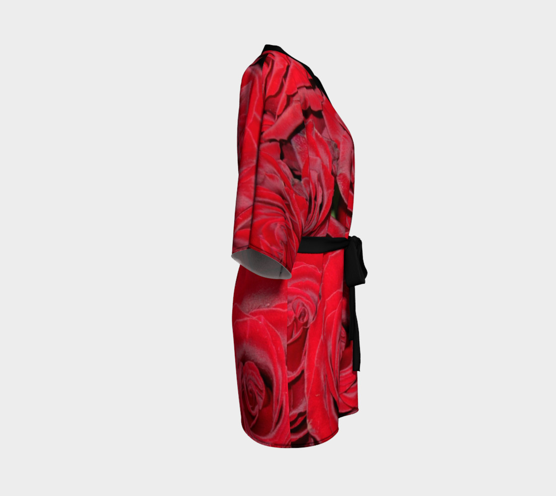 Red Roses Floral Design Kimono Robe preview #3