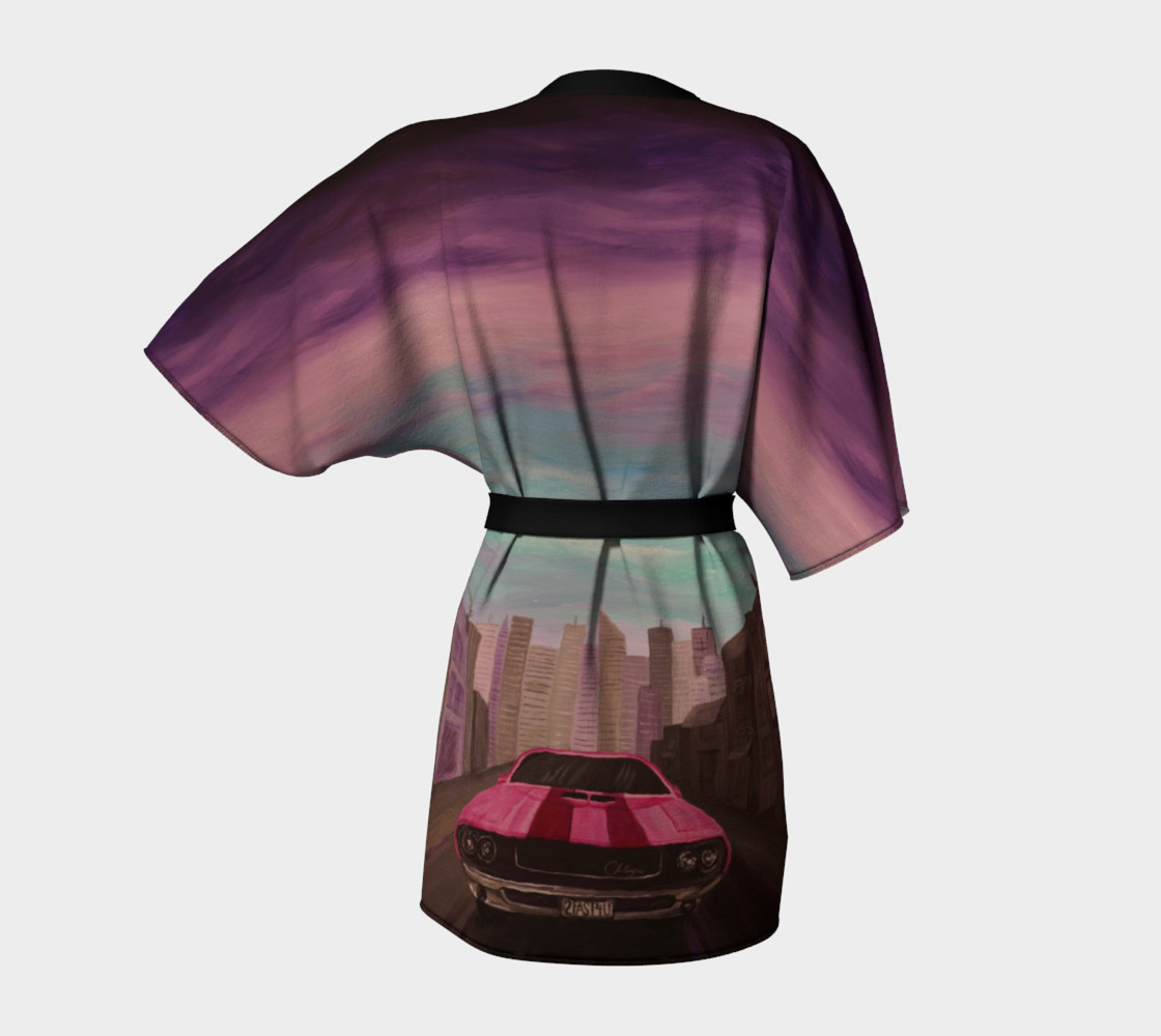 Hot Pink Classic Car Kimono Robe preview #4
