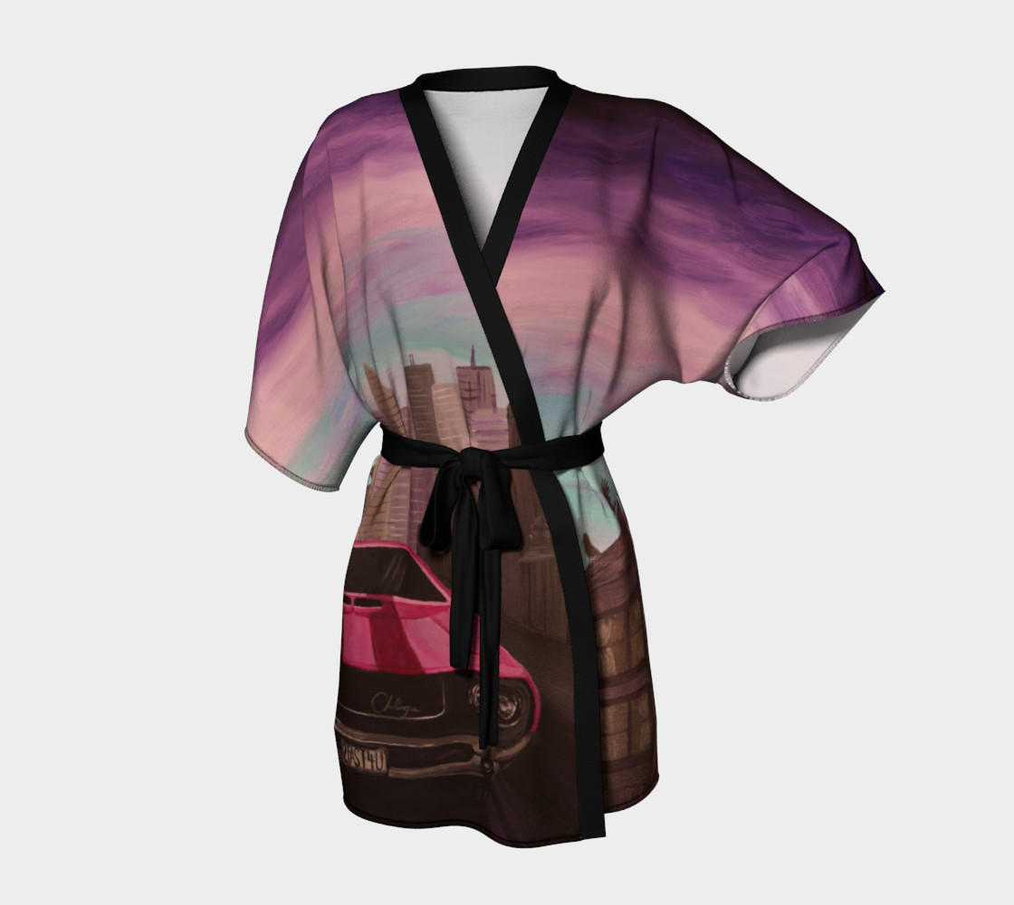 Hot Pink Classic Car Kimono Robe preview #1