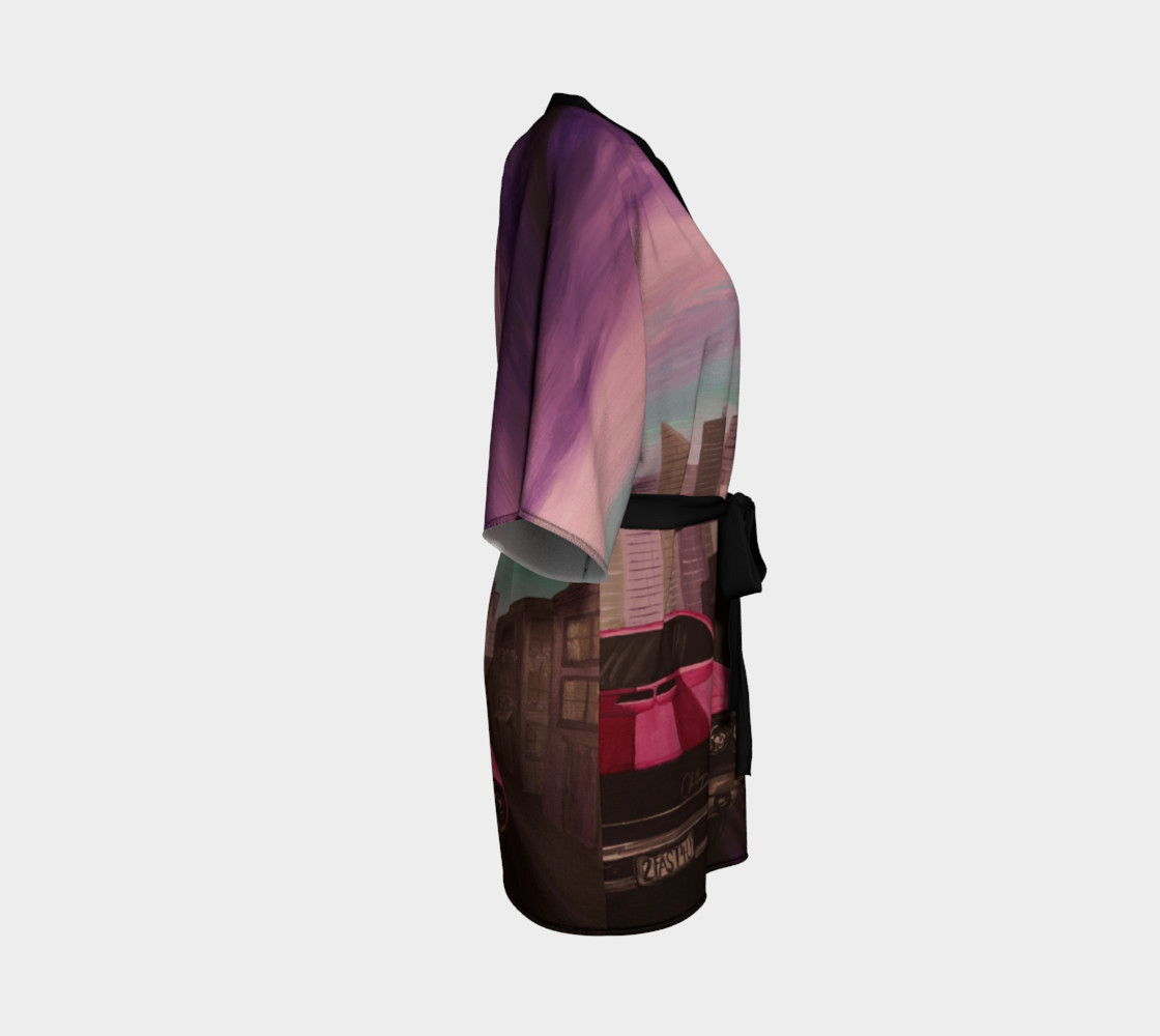 Hot Pink Classic Car Kimono Robe preview #3