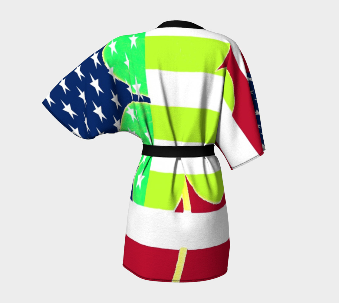 Aperçu de Funny St. Patrick Kimono Robe Irish Shamrock American Flag Colors #4