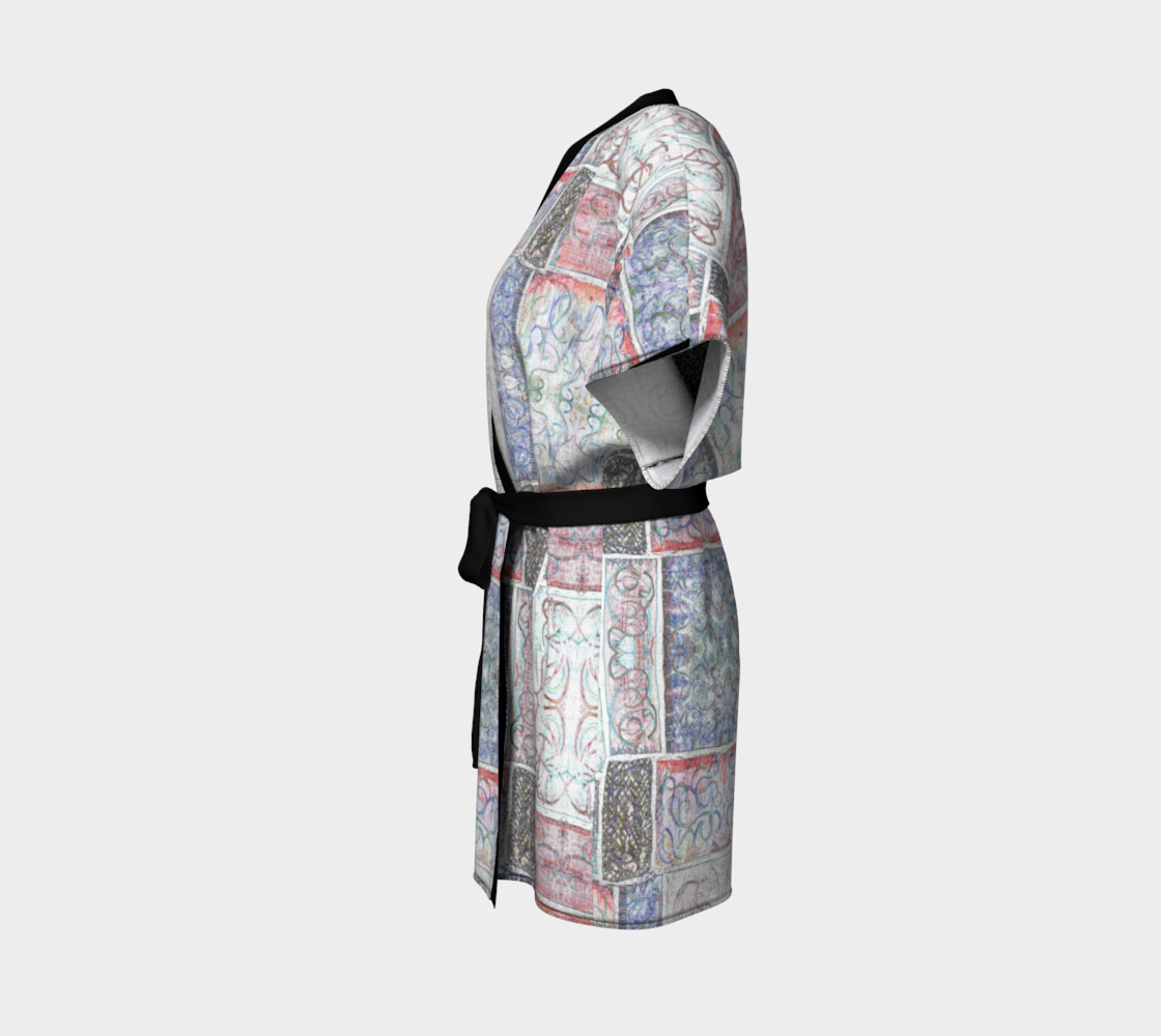 Winter White Mosaic Kimono Robe preview #2