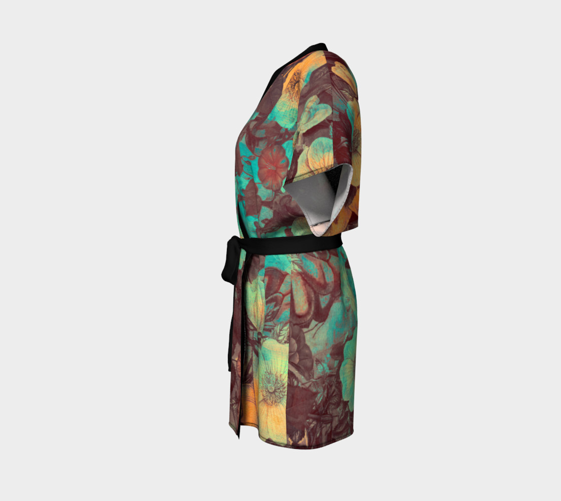 kimono robe yellow and green flowers preview #2
