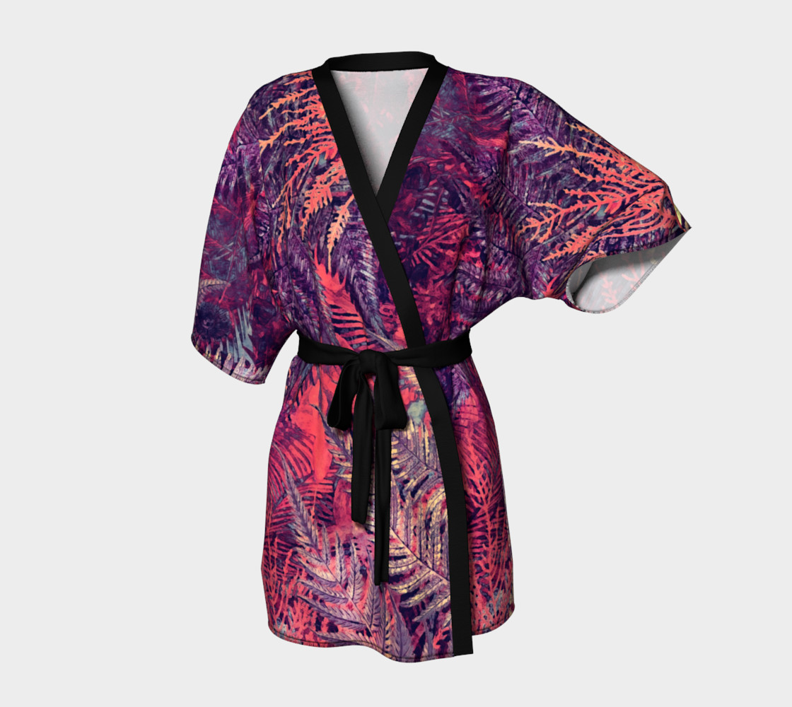 kimono robe purple flowers preview #1