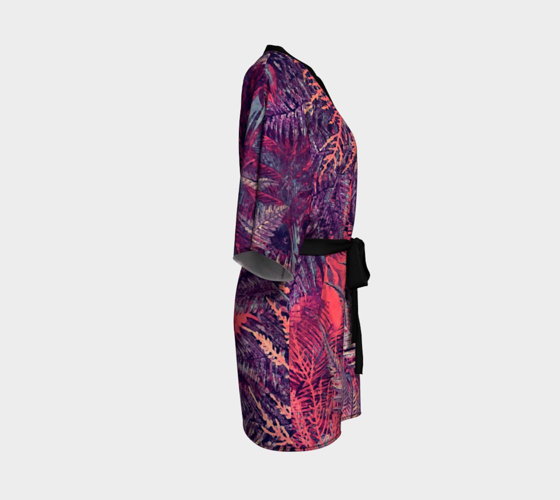 kimono robe purple flowers preview #3