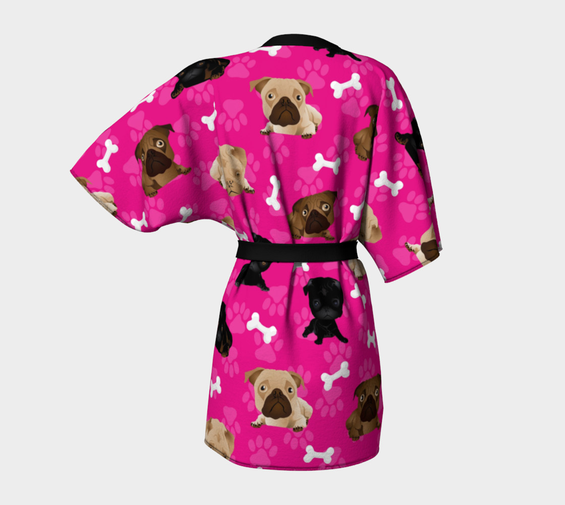 Bright Pink Pug Dog Kimono preview #4