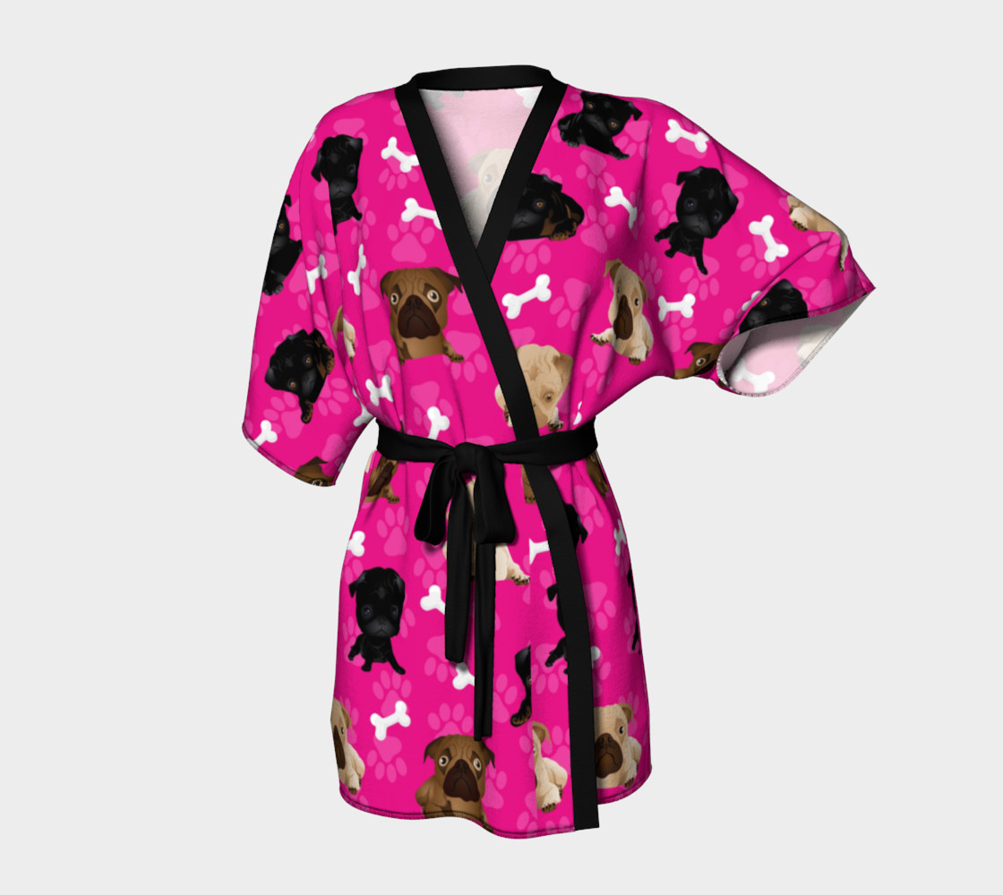Bright Pink Pug Dog Kimono preview #1