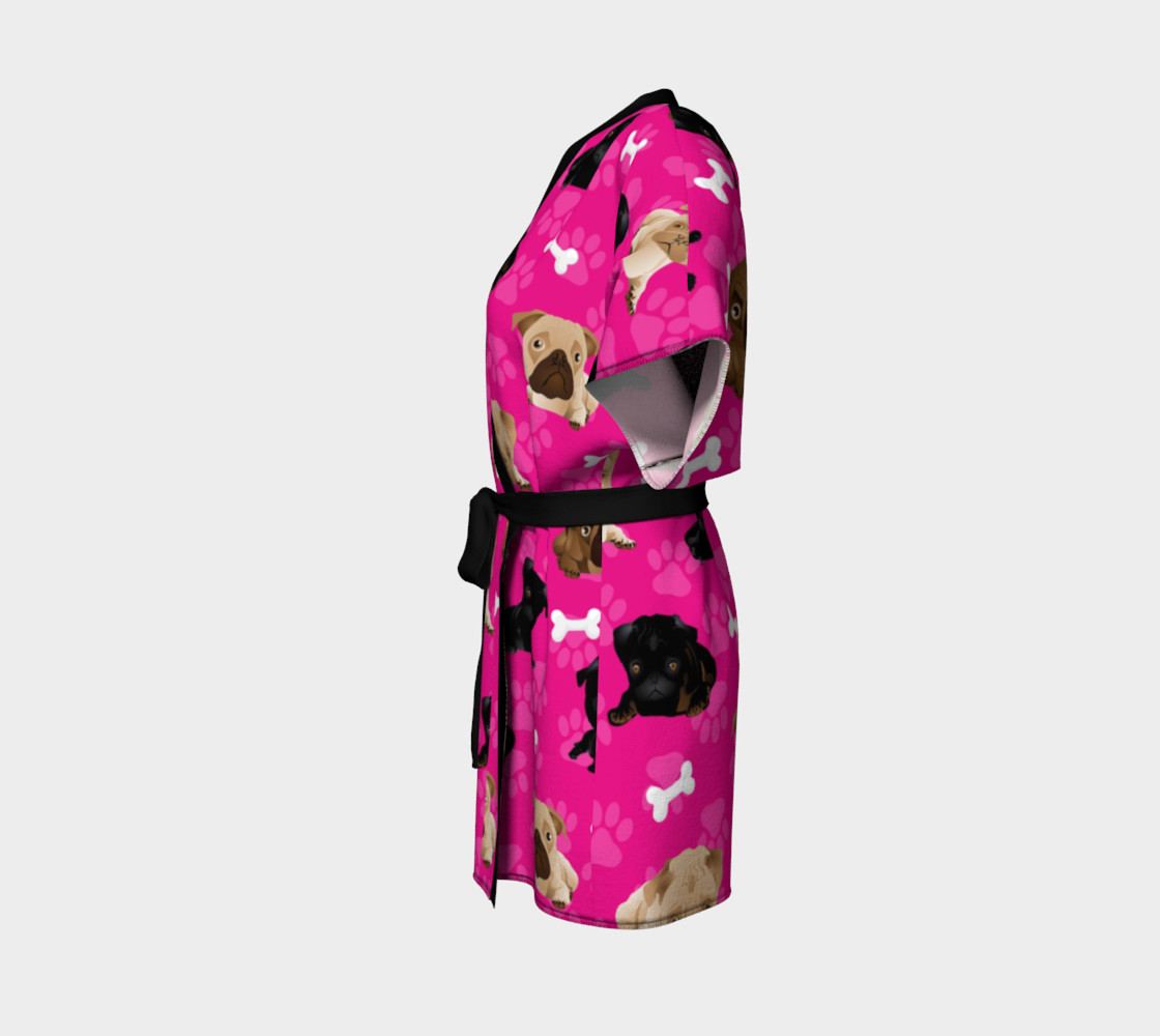 Bright Pink Pug Dog Kimono preview #2