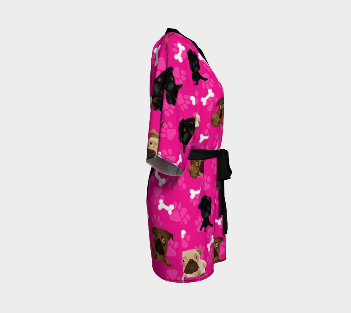 Bright Pink Pug Dog Kimono preview #3