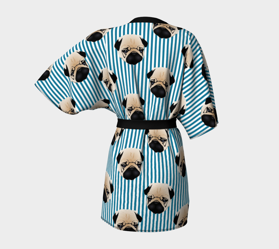 Pugs on Turquoise Stripes preview #4