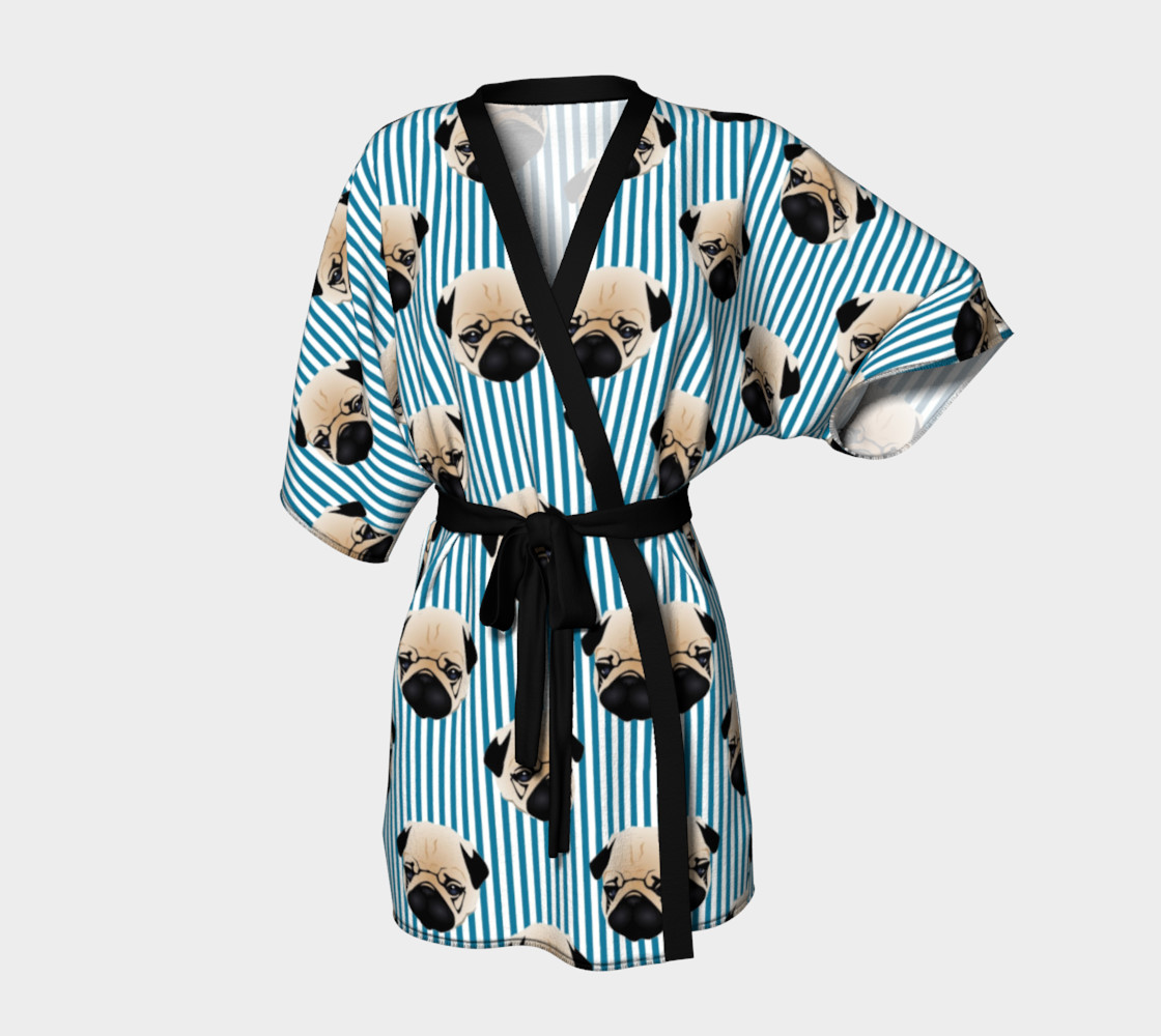 Pugs on Turquoise Stripes preview #1