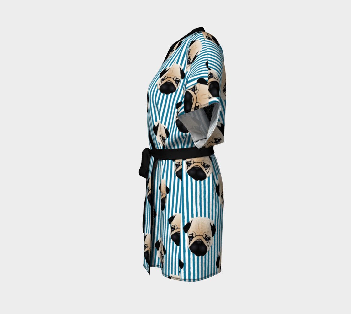 Pugs on Turquoise Stripes preview #2