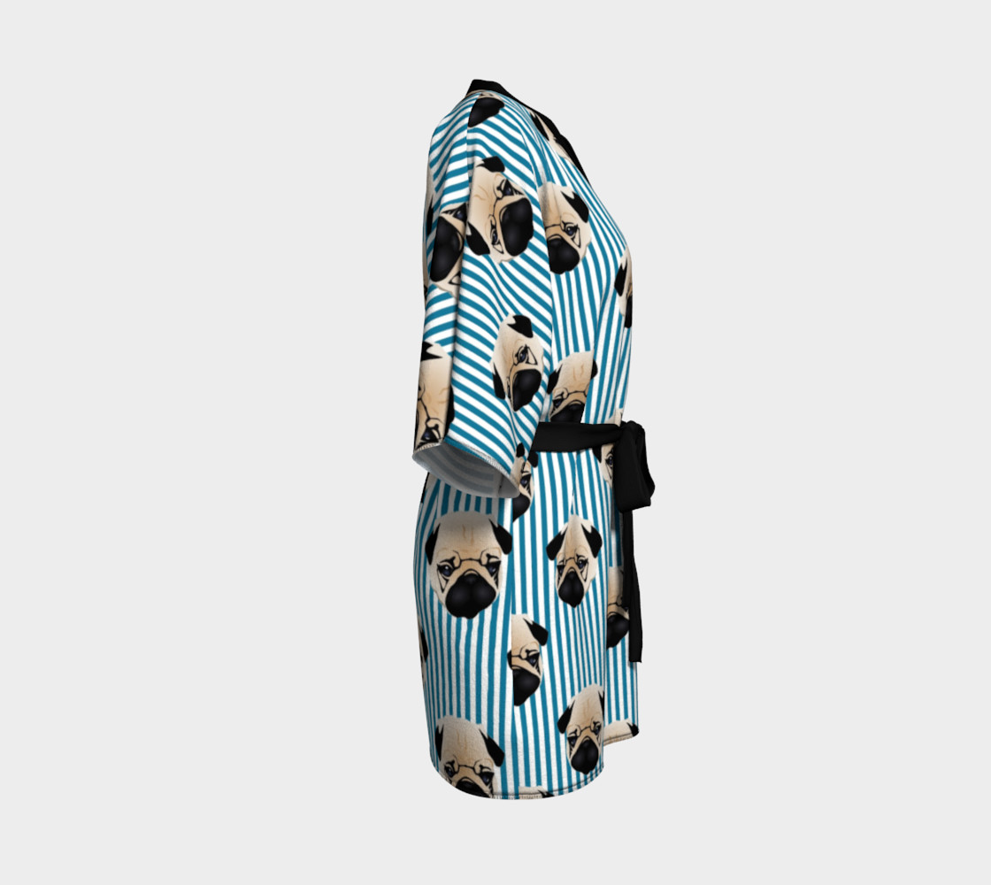 Pugs on Turquoise Stripes preview #3