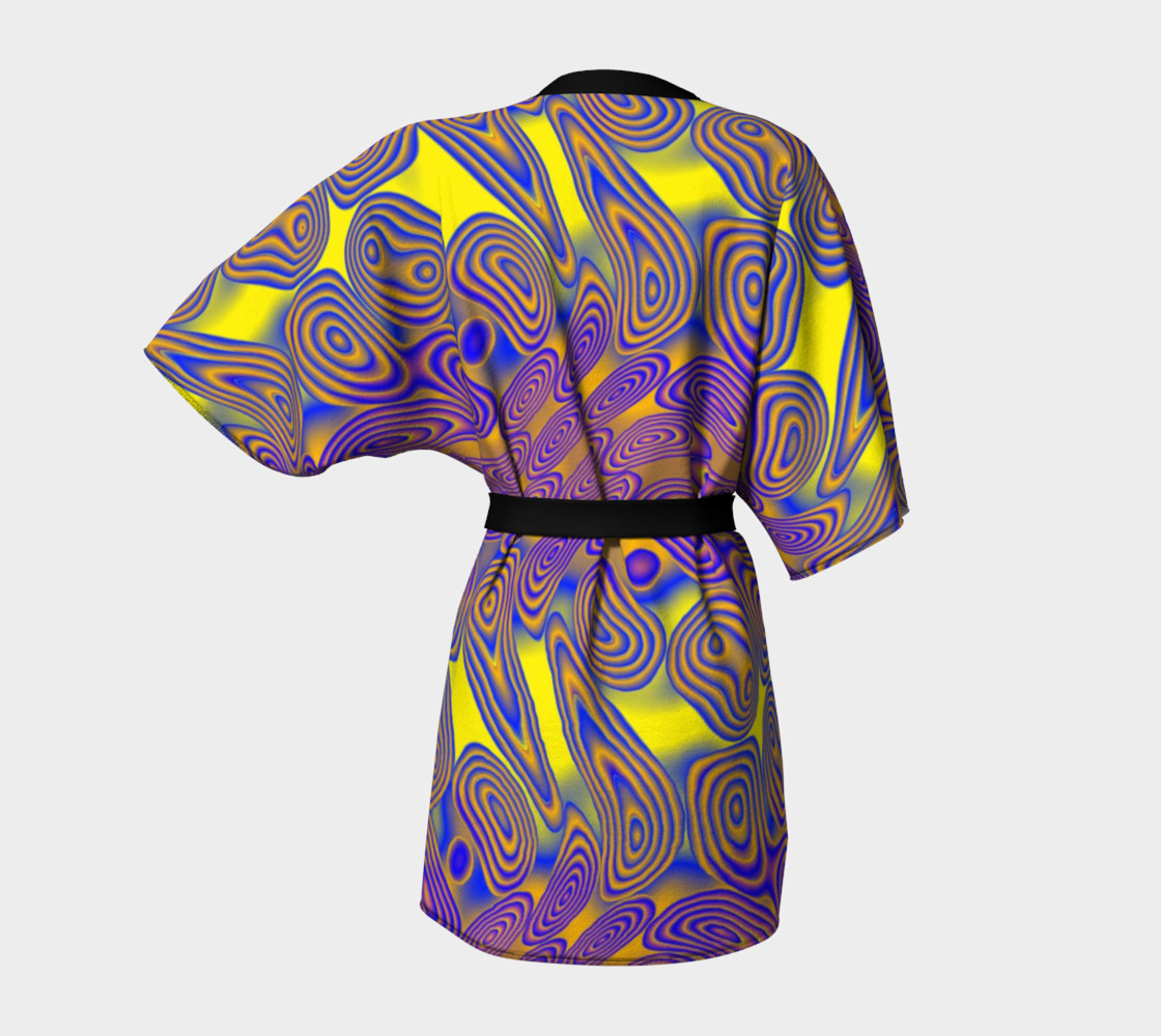 Blue and Yellow Dotted Twist Kimono thumbnail #5