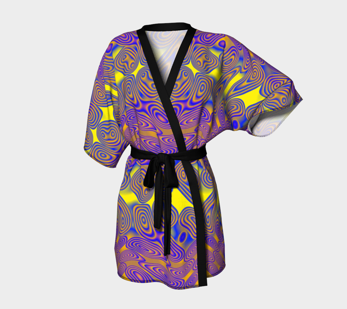 Blue and Yellow Dotted Twist Kimono 3D preview