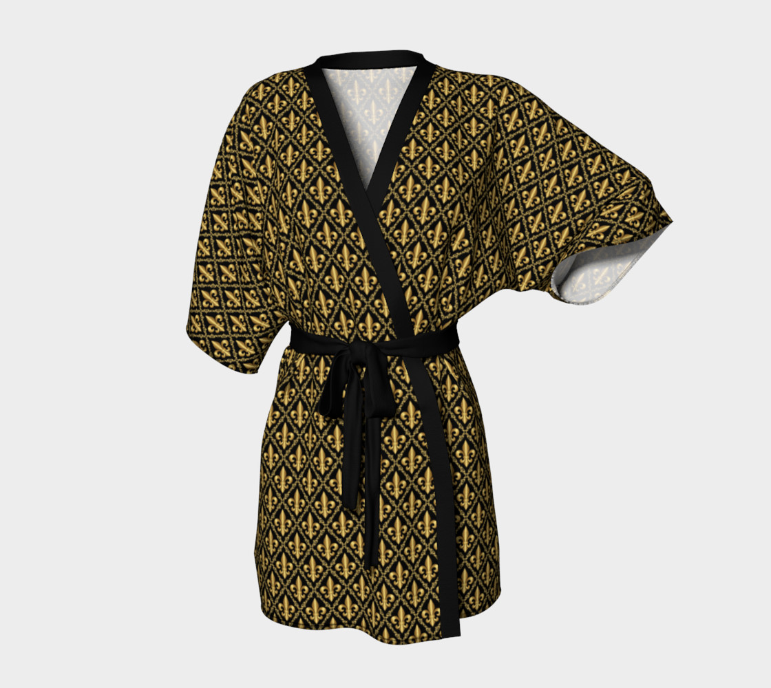 Gold Fleur-de-Lis Symbols Pattern on Black preview #1