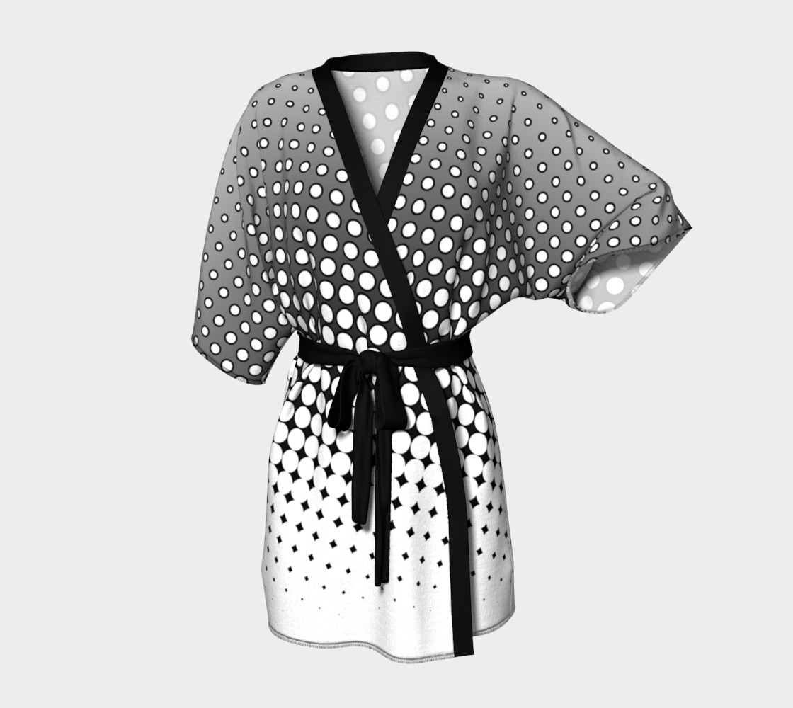 Gray Polka Dots Kimono Robe, Kimono Robe by Lala Shop Art of Where