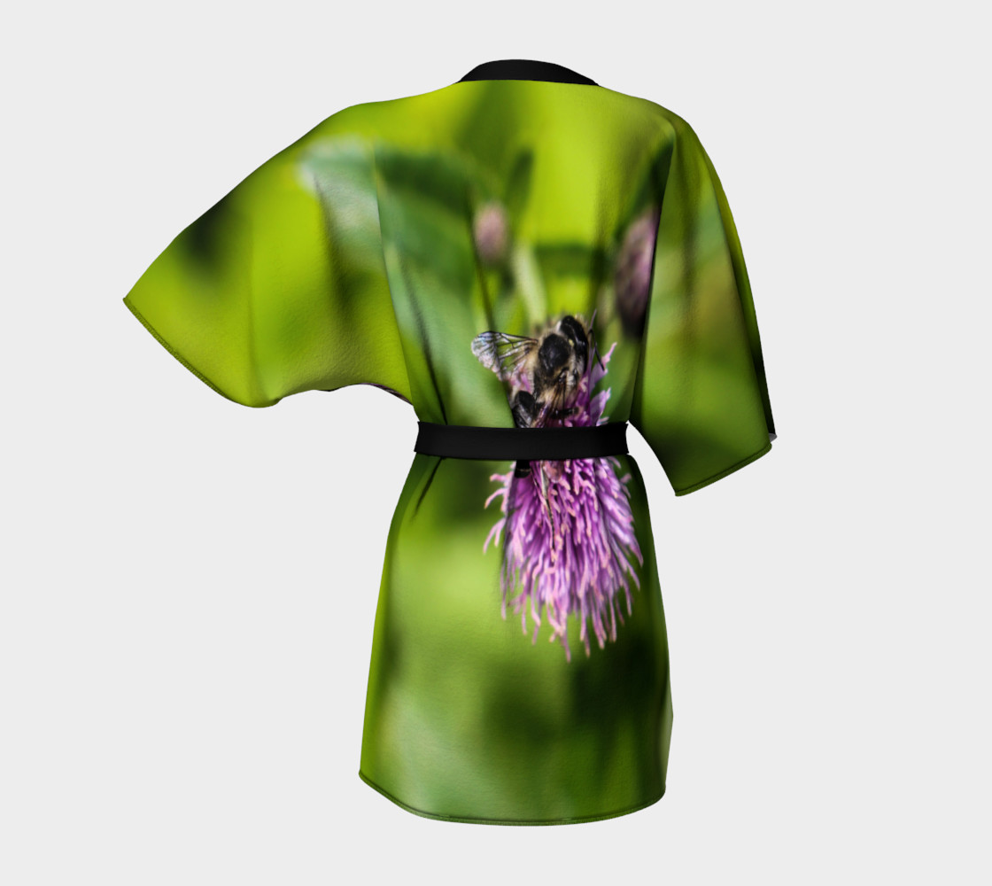 A Bee on a Purple Flower Kimono Robe preview #4