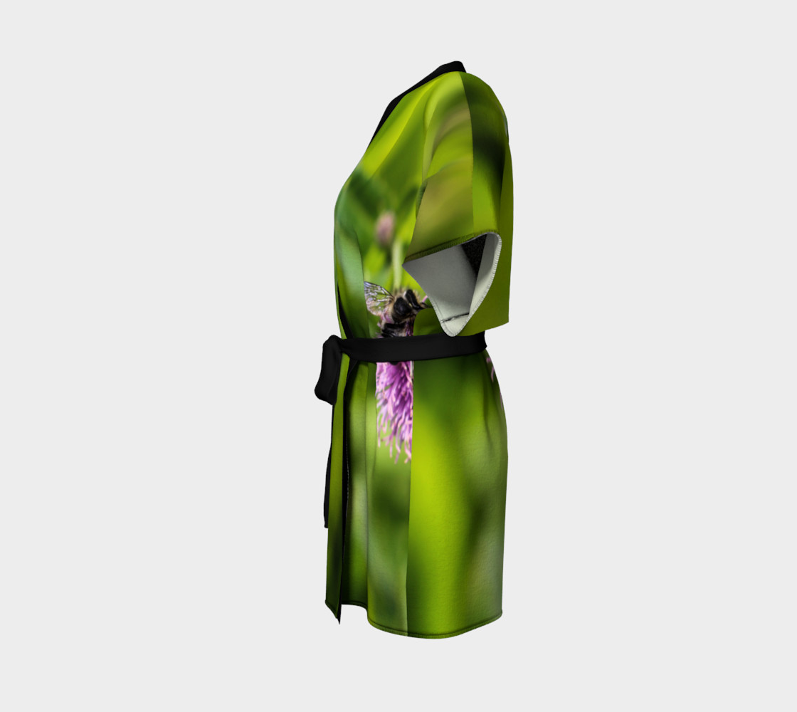 A Bee on a Purple Flower Kimono Robe preview #2
