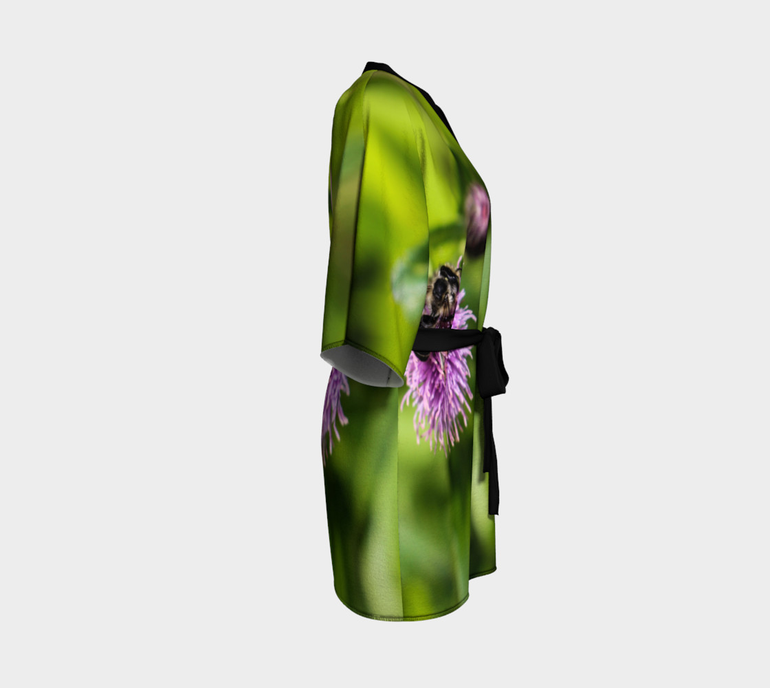A Bee on a Purple Flower Kimono Robe preview #3