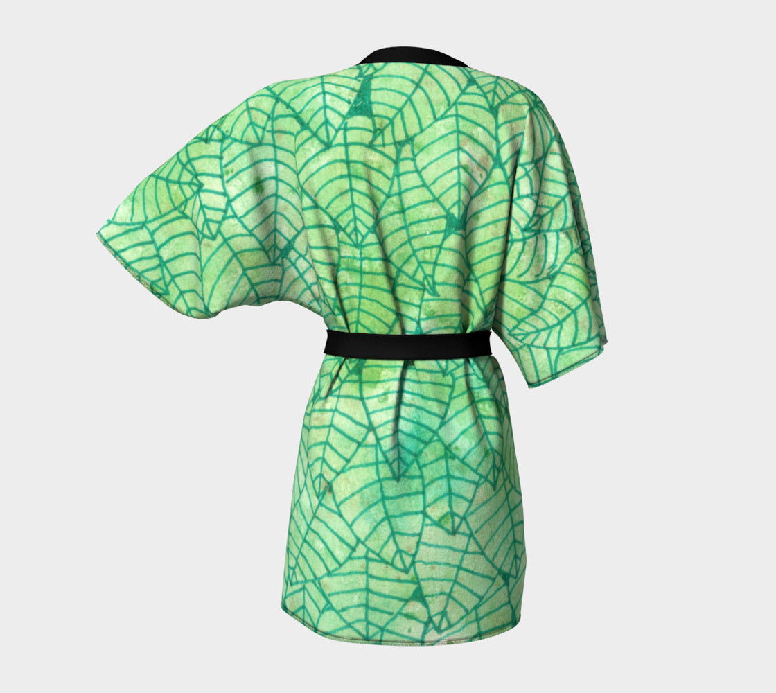 Green foliage Kimono Robe preview #4