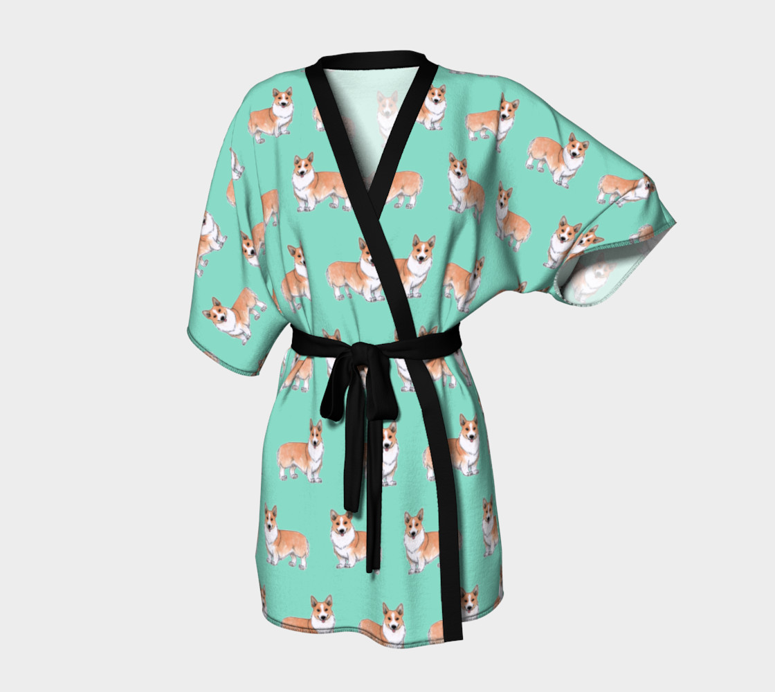 Welsh corgi dogs pattern Kimono Robe preview #1