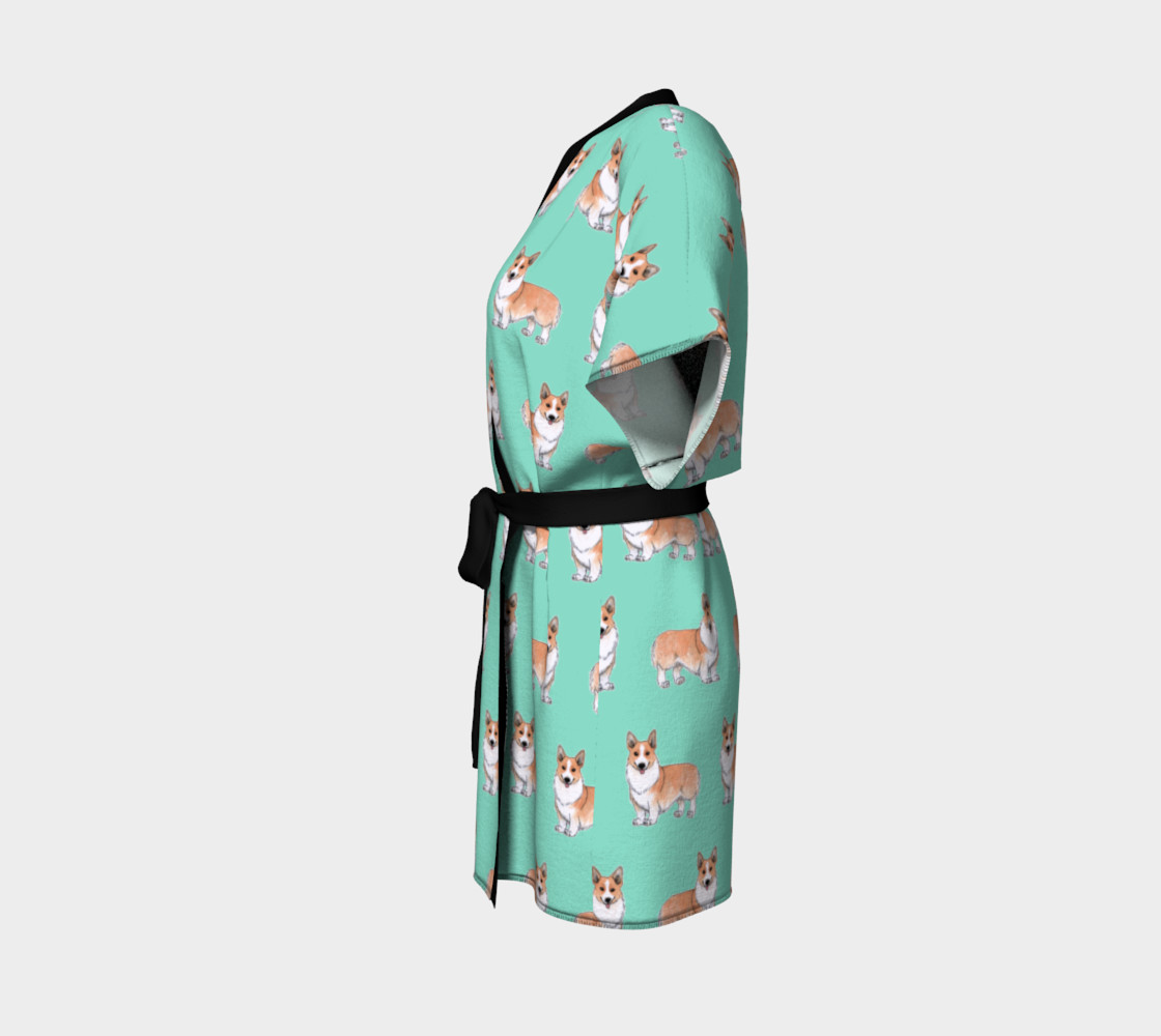 Welsh corgi dogs pattern Kimono Robe preview #2