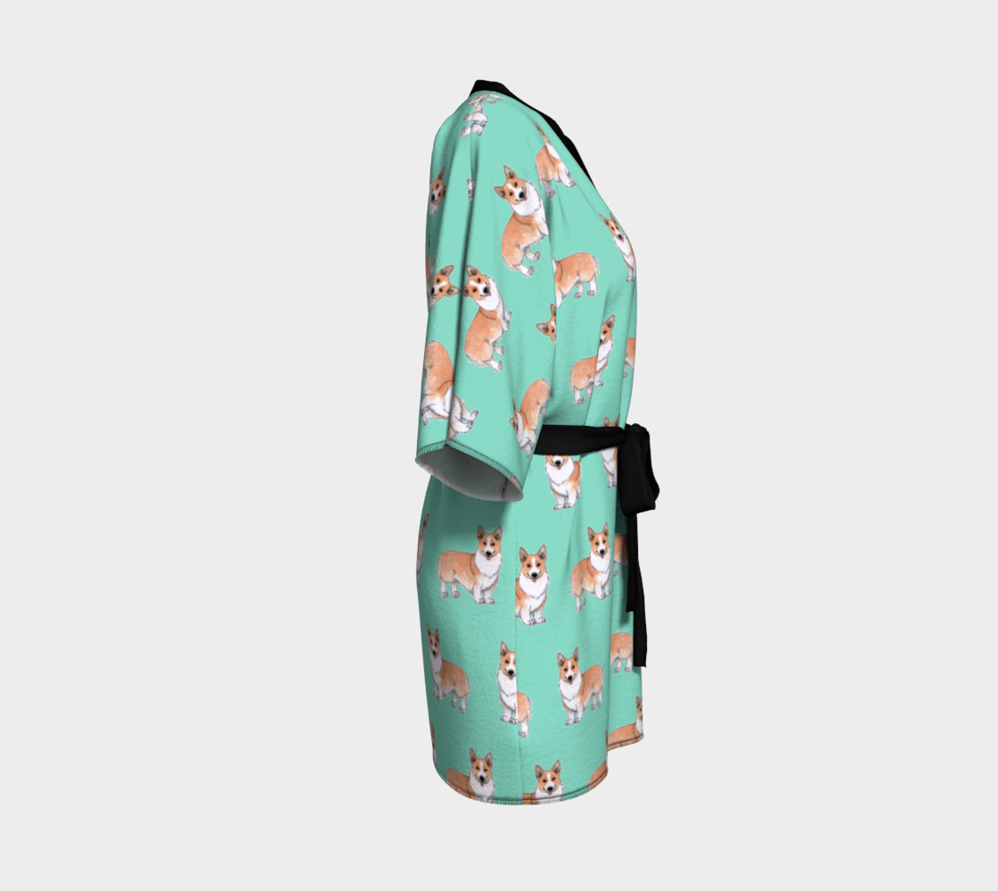 Welsh corgi dogs pattern Kimono Robe preview #3
