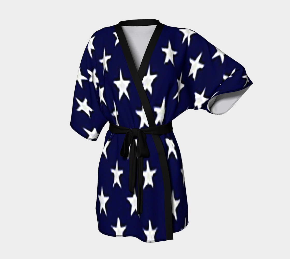 All Blue With White Stars Kimono Robe thumbnail #2