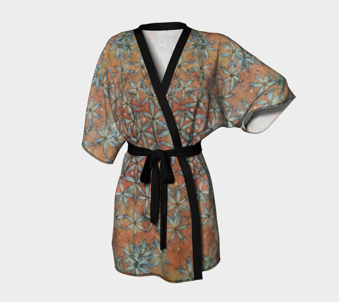 Flower of Life Watercolor Batik Kimono Robe thumbnail #2