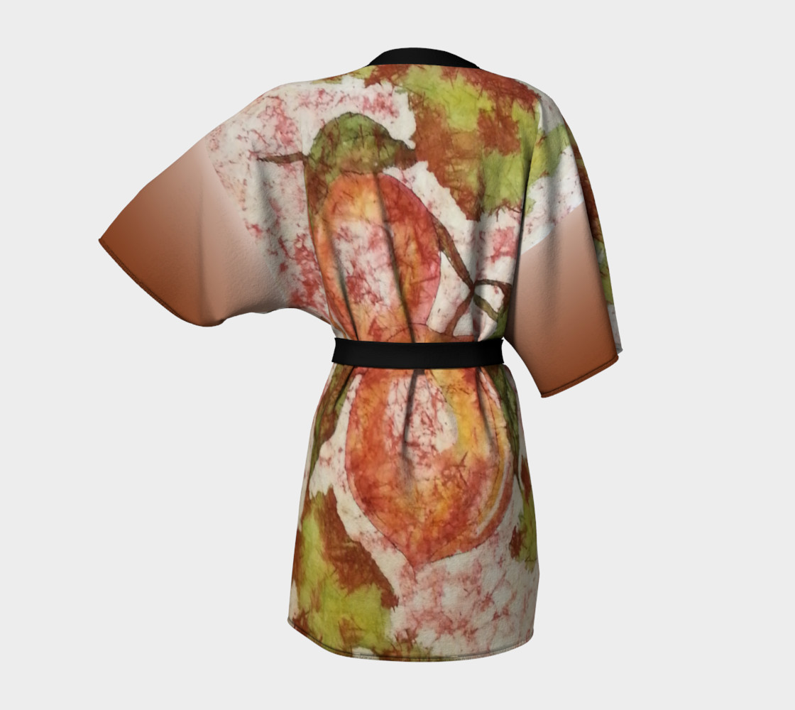 Really Love Your Peaches Watercolor Batik Kimono Robe preview #4