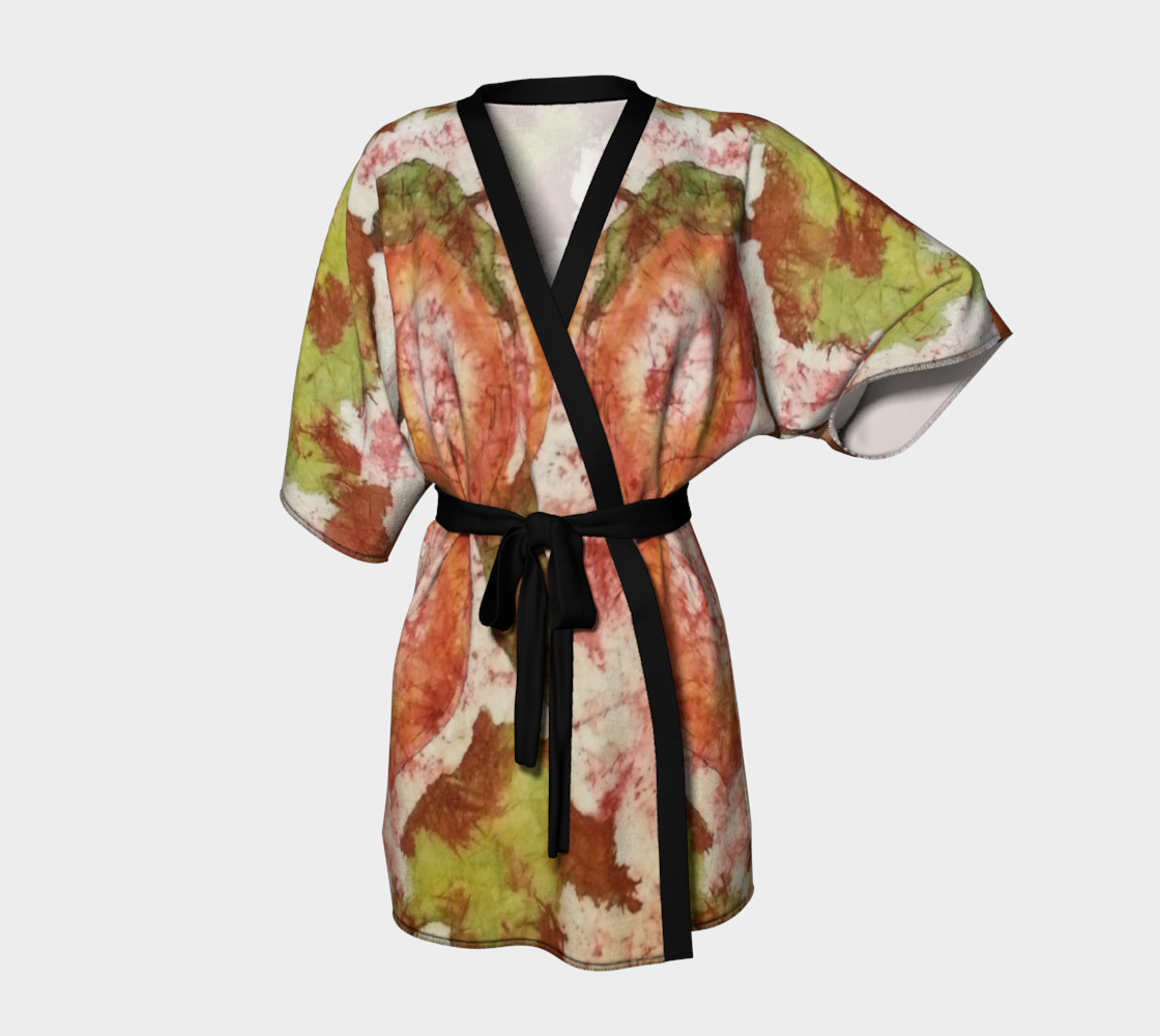 Really Love Your Peaches Watercolor Batik Kimono Robe 3D preview