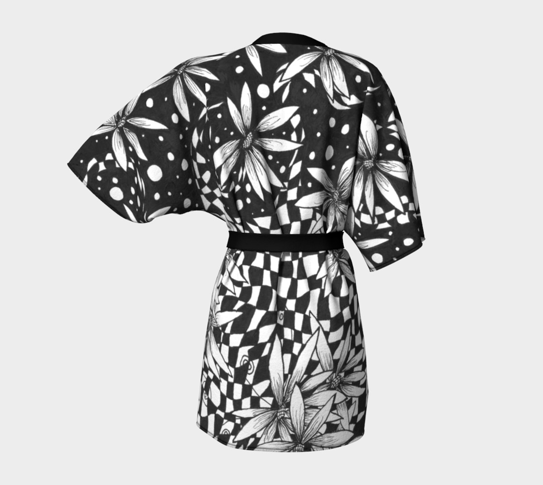 Monochrome Harlequin Floral Kimono Robe preview #4