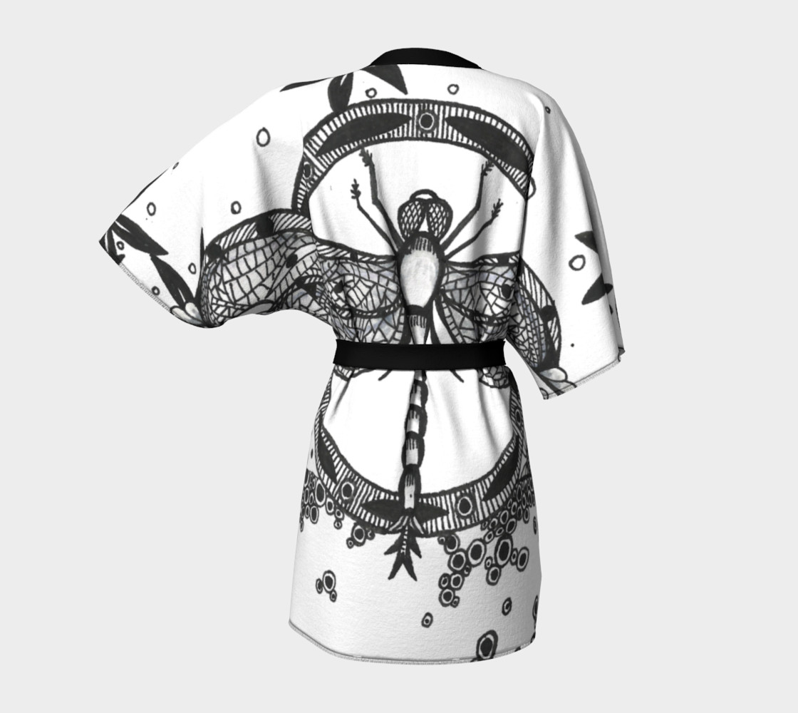 Dragonfly Mandala Floral Monochrome Kimono Robe preview #4