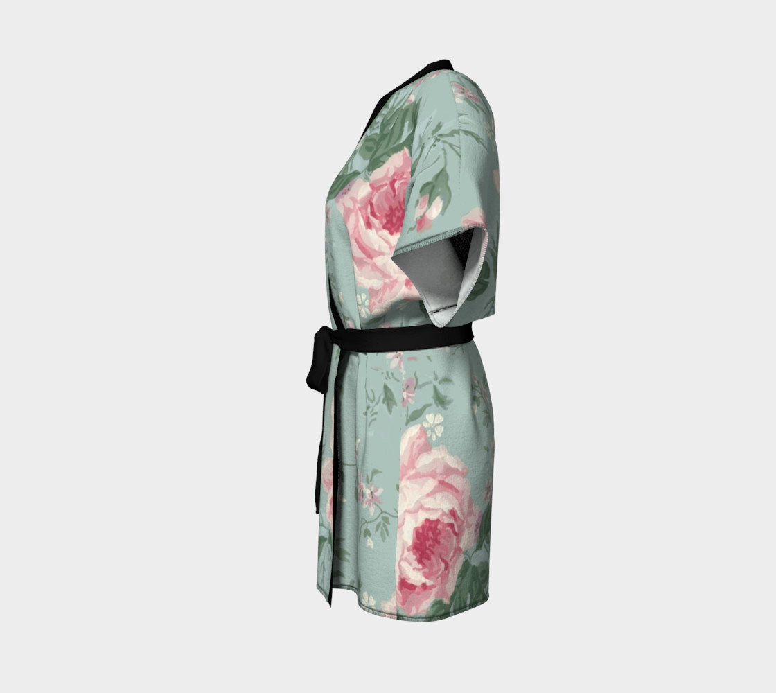 Vintage Roses Shabby Chic Pink Teal preview #2
